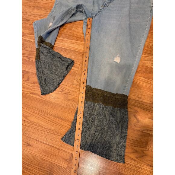Upcycled Flare jeans Bohemian size 14 - Picture 5 of 7